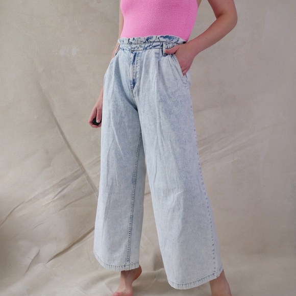 Chaps Denim - CPS Chaps jeans high waisted wide leg paperbag waist denim culottes medium